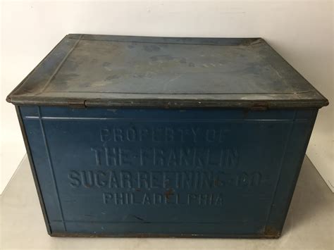 franklin sugar refinery blue metal box|Vintage Early 1900's, Franklin Sugar Refining Co..